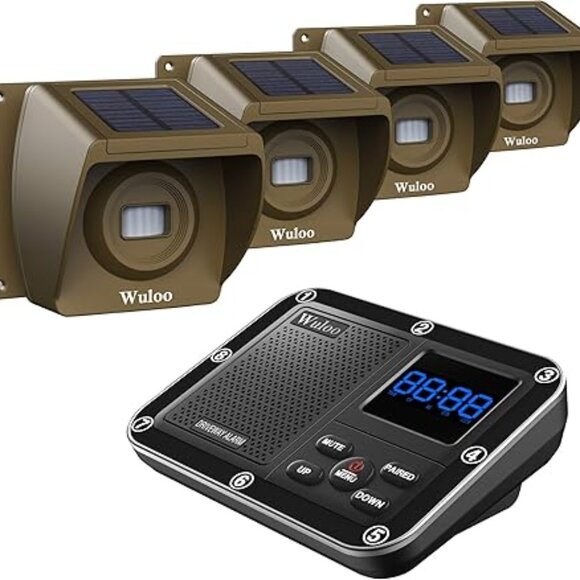 New Wuloo Solar Driveway Alarm Wireless Outside 1800ft Range Outdoor Motion - Picture 1 of 8